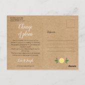 Rustikale Boho Lemons ändern das Datum des verzöge Postkarte (Rückseite)