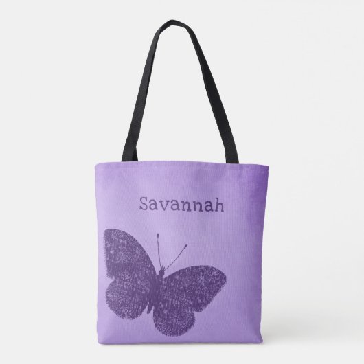 Rustikale Boho Lila Butterfly-Tasche Tasche (Rückseite)