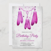 Rustikale Boho Lila Dream Catcher Geburtstagsparty Einladung (Vorderseite)