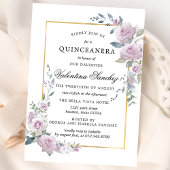 Rustikale Boho Lila Rose Floral Quinceanera Einladung