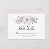 Rustikale Boho Lila Rose Floral Quinceanera RSVP Karte (Vorne/Hinten)