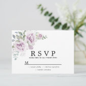 Rustikale Boho Lila Rose Floral Quinceanera UAWG RSVP Karte (Stehend Vorderseite)