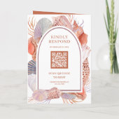 Rustikale Boho-Meeresschalen-Nautik-QR-Code-Hochze Einladung (Rückseite)