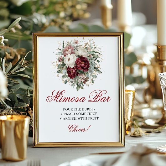 Rustikale Boho-Mimosa-Bar-Blush-Burgunder-Tisch-Si Poster