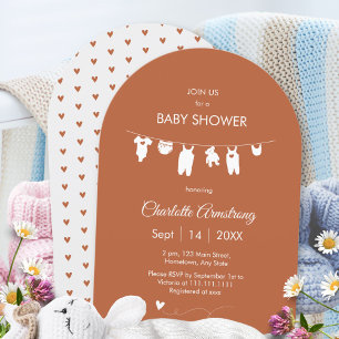 Rustikale Boho-Minimalistische Gebogene Babyparty Einladung