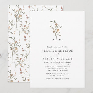 Rustikale Boho-Monogramm-Hochzeit Einladung