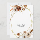 Rustikale Boho neutrale Floral Gold Rahmen Wedding Einladung (Rückseite)