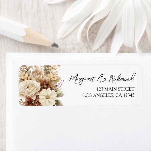 Rustikale Boho neutrale Floral Wedding Address Lab (Insitu)