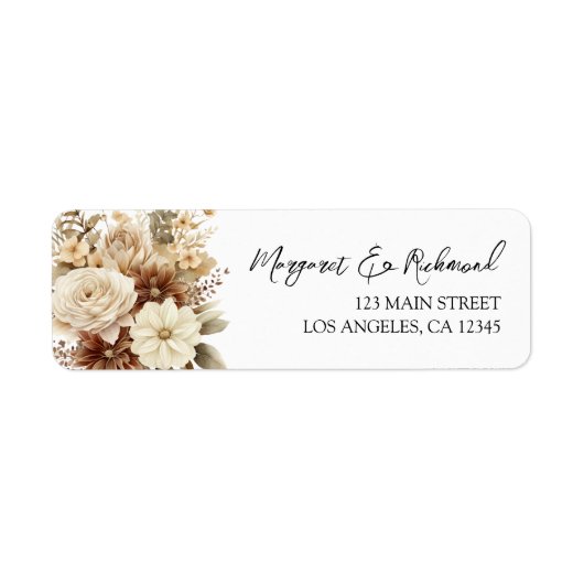Rustikale Boho neutrale Floral Wedding Address Lab (Vorne)