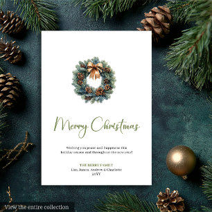 Rustikale Boho-Neutrale Kiefernkränze Weihnachtsgr Feiertagskarte