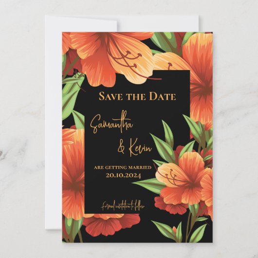 Rustikale Boho Orange Blumenhochzeit retten das Da (Vorderseite)