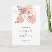 Rustikale Boho-Palm-Rosa-Rosen QR-Code-Hochzeit Einladung (Vorderseite)