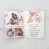 Rustikale Boho-Palm-Rosa-Rosen QR-Code-Hochzeit Einladung (Innenseite)