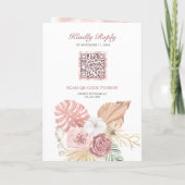 Rustikale Boho-Palm-Rosa-Rosen QR-Code-Hochzeit Einladung (Rückseite)