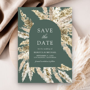 Rustikale Boho Pampas Arch Sage Grün Hochzeit Save The Date