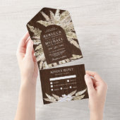 Rustikale Boho Pampas Grass Barn Wood Arch Hochzei All In One Einladung (Abreißen)