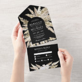 Rustikale Boho Pampas Grass Black Arch Wedding All In One Einladung (Abreißen)