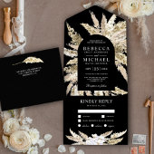 Rustikale Boho Pampas Grass Black Arch Wedding All In One Einladung