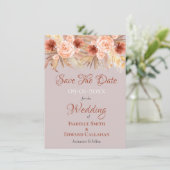 Rustikale Boho Pampas Grass & Copper Hochzeit Save The Date (Stehend Vorderseite)