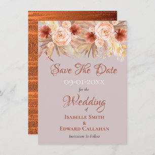 Rustikale Boho Pampas Grass & Copper Hochzeit Save The Date