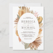 Rustikale Boho Pampas Grass Driving Palm Oval Hoch Einladung (Vorderseite)