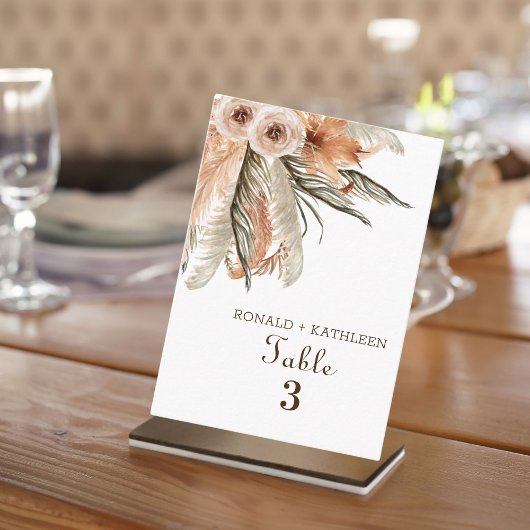 Rustikale Boho Pampas Grass Floral Wedding Platzkarte