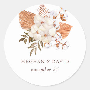 Rustikale Boho Pampas Grass Floral Wüste Hochzeit Runder Aufkleber