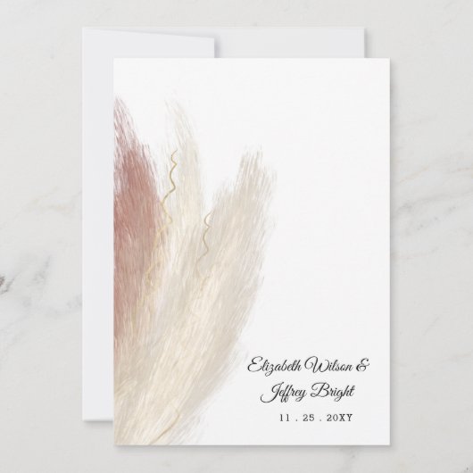 Rustikale Boho Pampas Grass White Orchid Wedding Einladung (Rückseite)