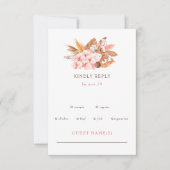 Rustikale Boho Pampas Orchids Cotton Blush Wedding RSVP Karte (Vorderseite)
