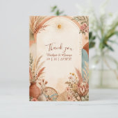 Rustikale Boho Pampas Wildblumen-Hochzeit Dankeskarte (Stehend Vorderseite)