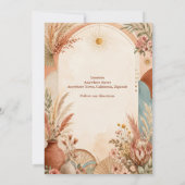 Rustikale Boho Pampas Wildblumen-Hochzeit Einladung (Rückseite)