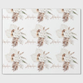 Rustikale Boho-Pampasgras-Blumenmonogramm Geschenkpapier (Flach)