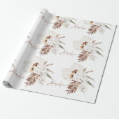 Rustikale Boho-Pampasgras-Blumenmonogramm Geschenkpapier (Ungerollt)