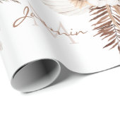 Rustikale Boho-Pampasgras-Blumenmonogramm Geschenkpapier (Rolleneckpunkt)