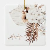 Rustikale Boho-Pampasgras-Blumenmonogramm Keramikornament (Rückseite)
