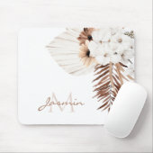 Rustikale Boho-Pampasgras-Blumenmonogramm Mousepad (Mit Mouse)