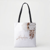 Rustikale Boho-Pampasgras-Blumenmonogramm Tasche (Vorderseite)