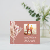 Rustikale Boho-Pampasgras-Save-the-Date-Foto Postkarte (Stehend Vorderseite)
