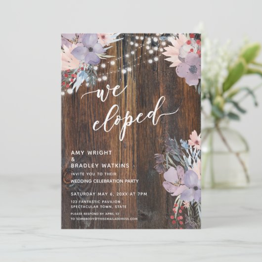 Rustikale Boho Pastel Blume & Lights Wir gefällig Einladung (Stehend Vorderseite)