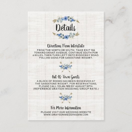 Rustikale Boho-Pfeile und Blumendetails / Richtung Begleitkarte (Vorderseite)