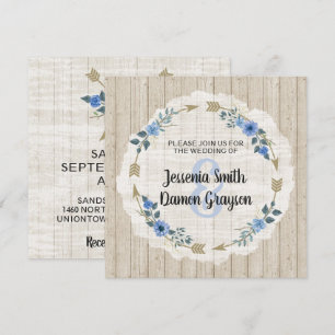 Rustikale Boho-Pfeile und florale Hochzeitseinladu Einladung