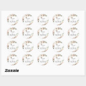 Rustikale Boho Pink White Floral Wedding Runder Aufkleber (Blatt)
