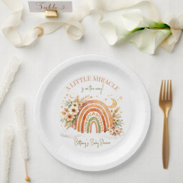 Rustikale Boho-Regenbogen-Baby-Party Pappteller