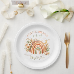 Rustikale Boho-Regenbogen-Baby-Party  Pappteller