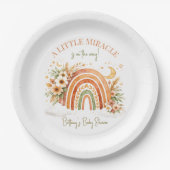 Rustikale Boho-Regenbogen-Baby-Party Pappteller (Vorderseite)