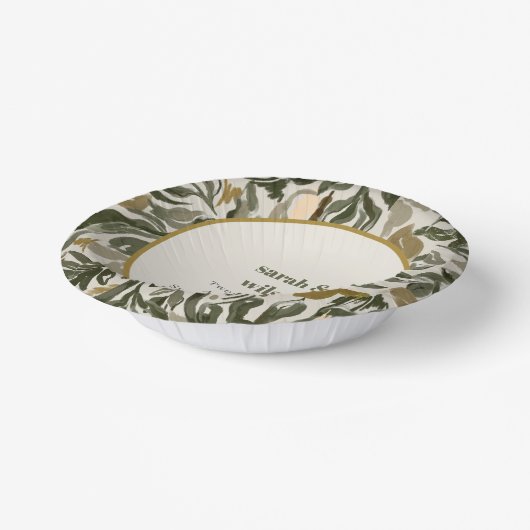 Rustikale Boho Retro Arch Grüne Botanische Hochzei Pappteller (Gewinkelt)