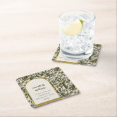 Rustikale Boho Retro Arch Grüne Botanische Hochzei Rechteckiger Pappuntersetzer (Vor Ort)