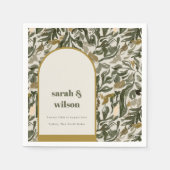 Rustikale Boho Retro Arch Grüne Botanische Hochzei Serviette (Vorderseite)