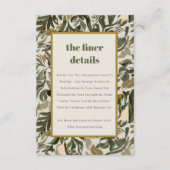 Rustikale Boho Retro Grüne botanische Hochzeit Det Begleitkarte (Vorderseite)