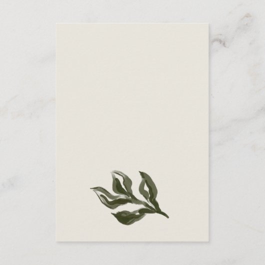Rustikale Boho Retro Grüne botanische Hochzeit Det Begleitkarte (Rückseite)